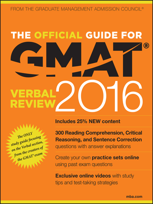 Title details for The Official Guide for GMAT Verbal Review 2016 with Online Question Bank and Exclusive Video by GMAC (Graduate Management Admission Council) - Available